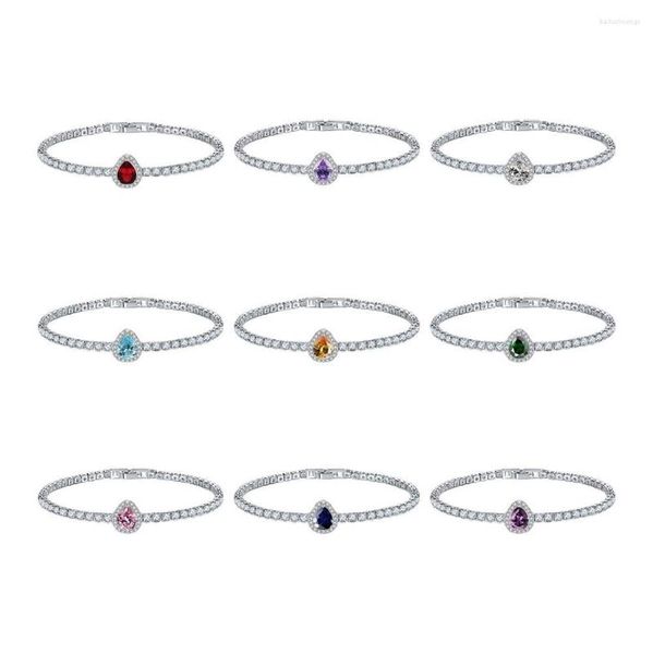 Bracelets de charme gotejamento cubic zirconia stone tênis pulseiras luxuosas cor de ouro amarelo cor cadeia de mão jóias para presentes