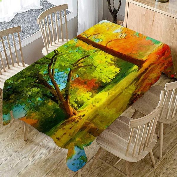 Tala de mesa bela paisagem pintura a óleo Toleta de mesa retangular à prova de óleo para banquetes Família prática