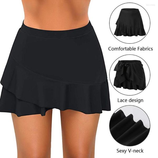 Damen-Shorts, koreanische Mode, hohe Taille, Frauen, sexy Rücken, Perspektive, Netz, durchsichtig, Schwimmen, Rüschen, Bikini, Bottom, Cover-Up, Bademode, Strandmode