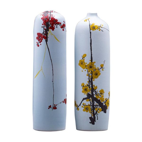 Vasos estilo chinês porcelana clássica vaso de flores residencial decoração jingdezhen de alta qualidade de cerâmica pintada à mão artesanal