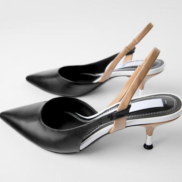 Scarpe eleganti Southland Brand 2023 Summer Office Black High Heels White's White Punted Heel