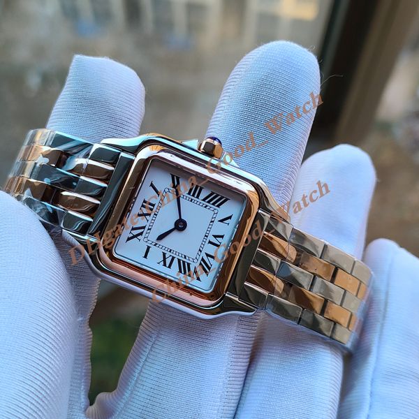 27 -миллиметровые хорошие часы за фабриками женщин 22 -мм розовые золотые часы из нержавеющей стали Quartz Движение модное платье женское сапфировое наручные часы с оригинальной коробкой