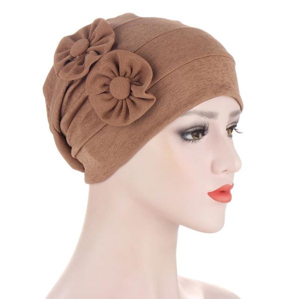 Шагливые шапочки/кепки черепа Кепки для женщин для женщин мода кнопка цветочный бамбук плиссированный шляпный шляп с множеством головных турбанов/череп