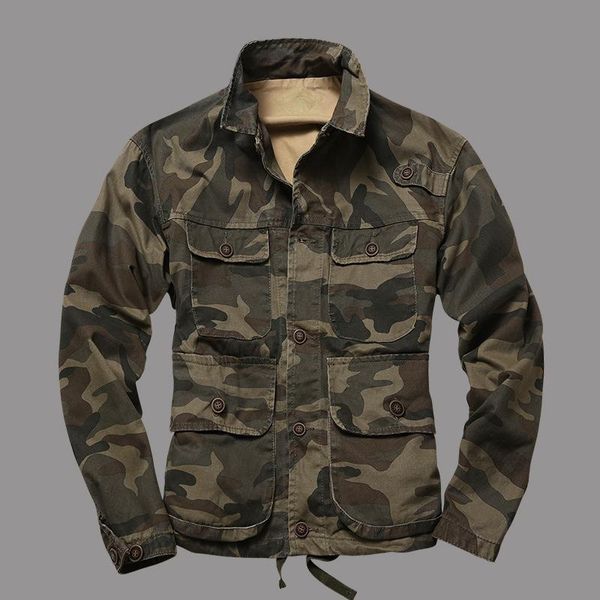Jackets masculinos Jaqueta Militar Militar Militar Casa Uniforme de Primavera Multi-Pockets Campo de Campo de Campo Tático Camuflagem de Algodão Tática