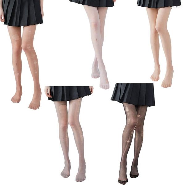 Женские носки сексуальные тонкие 8D Ladies с твердым цветом разорванного трусики искушения разрывают мягкие летние прозрачные прозрачные чулки