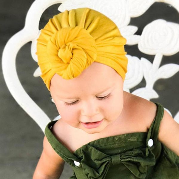 Boinas do chapéu de turbante europeias e americanas do chapéu de turbante Baby Capuz de cor sólida com nodomizados