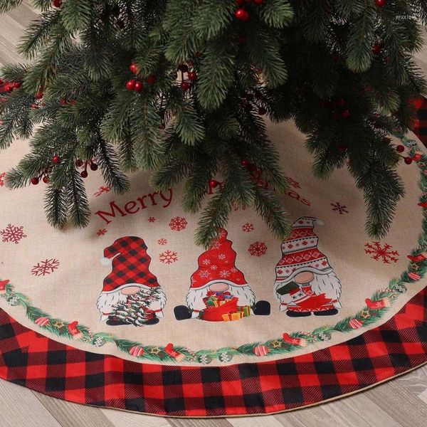 Decorações de Natal Tree Salia Gnome Plaid Pano Ornamento de tapete para Festas de Festas de Férias de Natal Os suprimentos de decoração externa interior