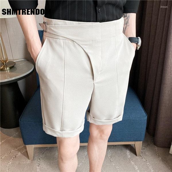 Pantaloncini da uomo 2023 British Style Summer Suit Uomo Abbigliamento Dritto Business Abiti formali Slim Fit Casual Short Homme Lunghezza al ginocchio Qualità