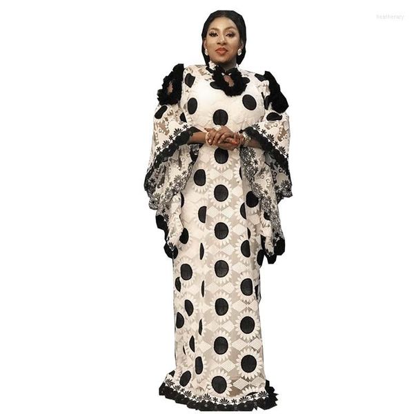 Ethnische Kleidung 2 teile / satz Afrikanisches Design Dashiki Kleid Stickerei Spitze Mesh Muslim Abaya Bazin Robe Kleider Maxi Kleider Riche Lady Party