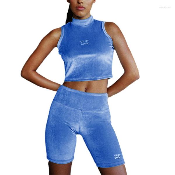 Активные наборы 2 штуки Sweat Stept Set Top Shorts Соответствует женскому печати для печати мамки на шейке для рукавов.