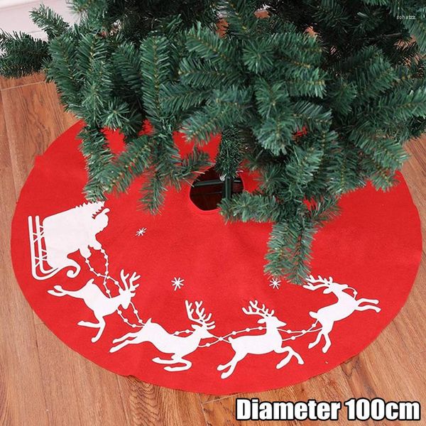 Decorazioni natalizie 100 cm Elk Stampato Gonna per albero Tappetino regalo Natale Coperchio inferiore Tappeto Festivo Ornamento Anno Festa Decoaration