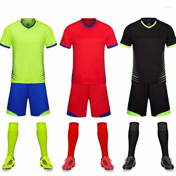 Laufsets Erwachsene Kinder Fußballtrikots Uniformen Jungen Mädchen Fußballkleidung Atmungsaktiver Trainingsanzug Anzug Kinder Sport Kurzarmshirt