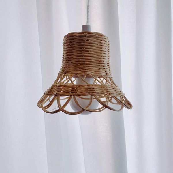 Figuras decorativas Objetos Objetos Nórdicos Rattan Braito de abajur de teto artesanal Decoração de capa de lâmpada para crianças pendurado pendente de luz Coverd