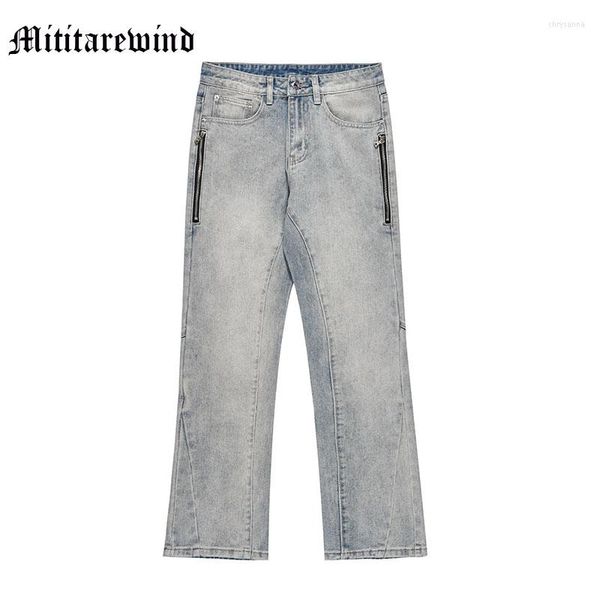 Jeans masculinos Hip Hop Teenage Streetwear Zipper Solded Men calça sólida Loja Baggy High Street Casual Four Seasons TRUSHERS