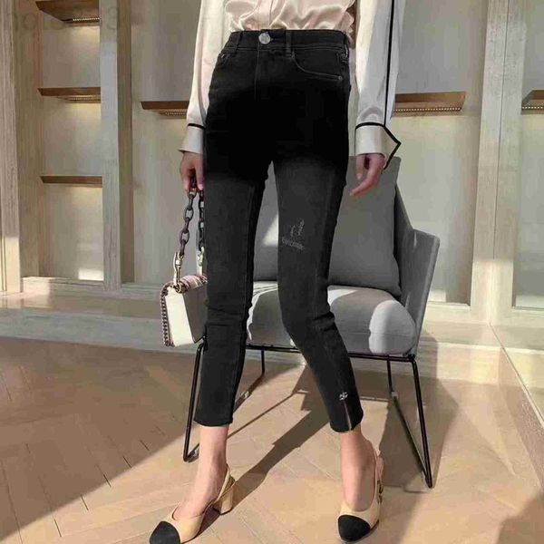 Leggings de jeans femininos calças lápis elástica cinza escuro CRUPPED MOSTRAR LIMPENTO DE LAGA LAGA 5O6C