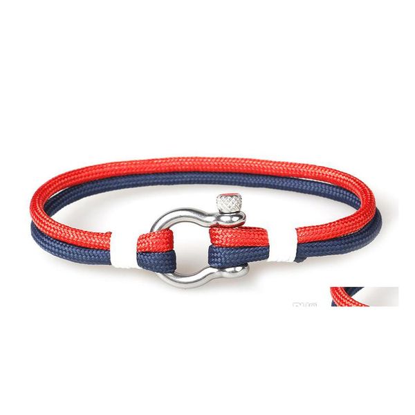 Braccialetti con ciondoli Bracciale in pelle Uomo Trendy Sport Cam Jewelry Cavo per paracadute Fibbia in acciaio inossidabile per braccialetti da uomo Drop Delivery Dh29J