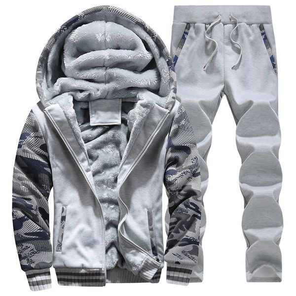 Herren Trailsuits Trailsuit Sets Männer Winter Hoodies lässig Kapuze warme Sweatshirtsdicke dickere Fleece-Jacke-Pants Männer Moleton Maskulino M-4xl 230213