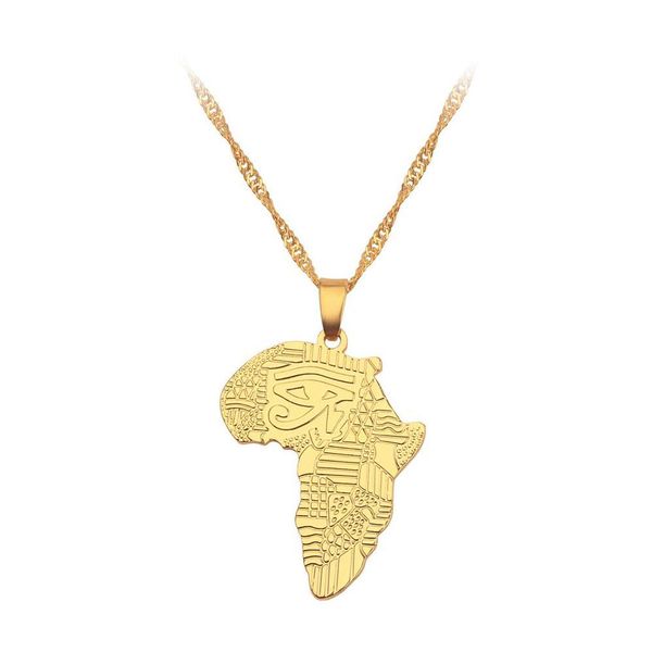 Anhänger Halsketten Anniyo Hiphop Stil Afrika Karte Gold Farbe Schmuck Für Frauen Männer Afrikanische Karten Schmuck Geschenke Drop Lieferung Anhänger Dhjyg