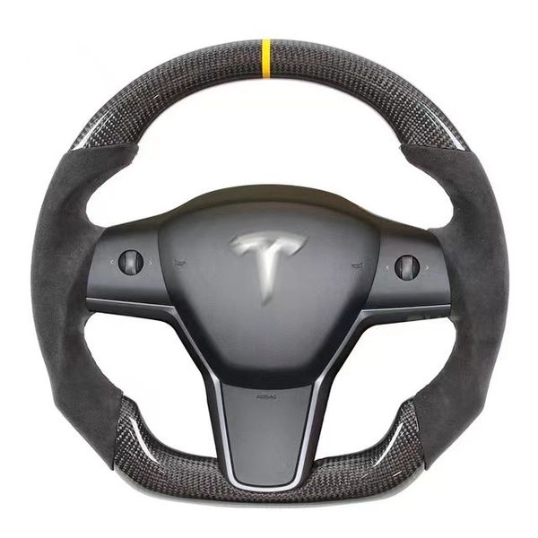 Tesla Model Y gerçek karbon fiber tekerlek için araba led performans direksiyon jantlar
