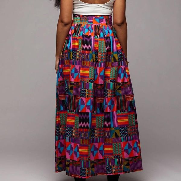 Юбка Африканская юбка для женщин с высоким расщепленным цветочным принтом с высоким расщеплением.