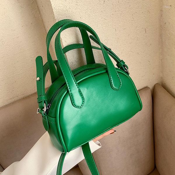 Borse da sera Donne coreane Boston Bag Pu Leather Spalla femminile Casual Big Totes Brand Design Tinta unita Crossbody Green Bolsa