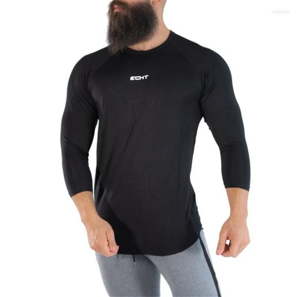 Herren-T-Shirts, schnell trocknend, Nähte, modisch, für Herren, Übung, lässig, T-Shirts, Laufshirt, Fitness, eng anliegend, bedruckt, Freizeit, Fitnessstudios