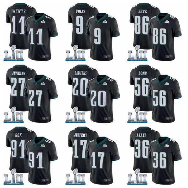 Philadelphiaeaglesmen 86 Zach Ertz 9 Nick Foles 11 Carson Wentz Jay Ayi 91 Fletcher Cox 2018 Super Alshon Jeffery Bowl Jersey Black