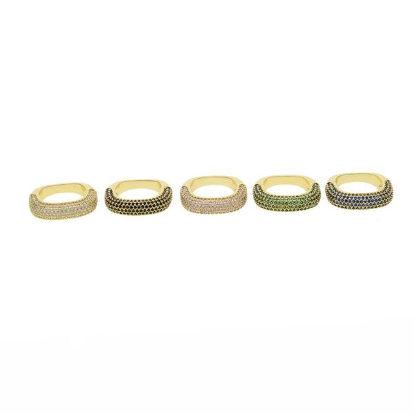 Eheringe, klassisch und einfach, stapelbar, Verlobung, Cz-Paarring, Mikropflaster, 5 Farben, Band, einzigartiges Design, quadratischer Gold-gefüllter Schmuck