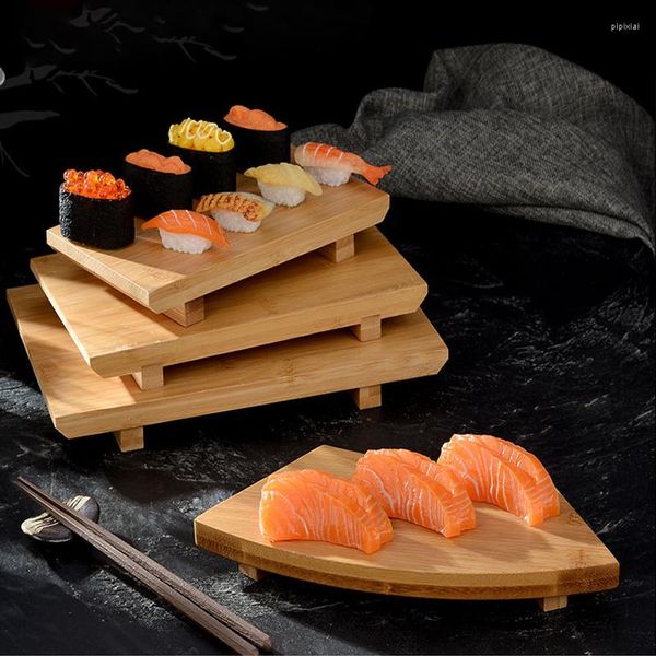 Piatti Bamboo Sushi Plate Cuisine Rectangle Creative Maker Sashimi Piatto giapponese Stoviglie Ornamento Diner