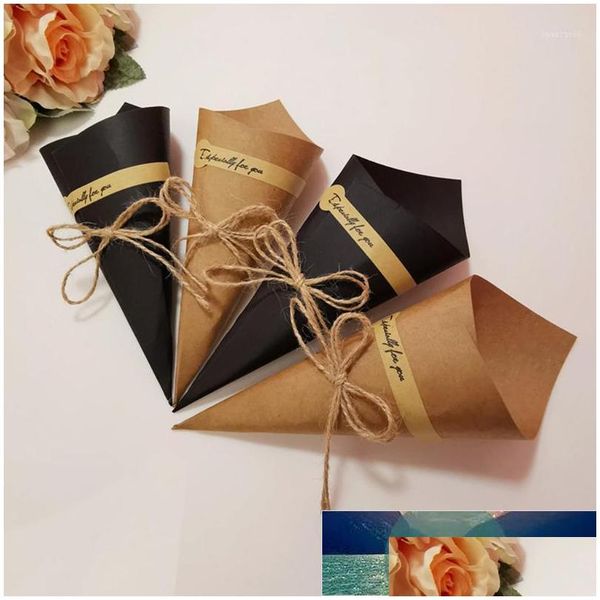 Confezione regalo 50 pezzi Bouquet fai da te Carta Kraft Scatola di fiori fatta a mano Carta pieghevole per pacchetto Carta nera1 Consegna goccia Giardino domestico Festivo Dhs08