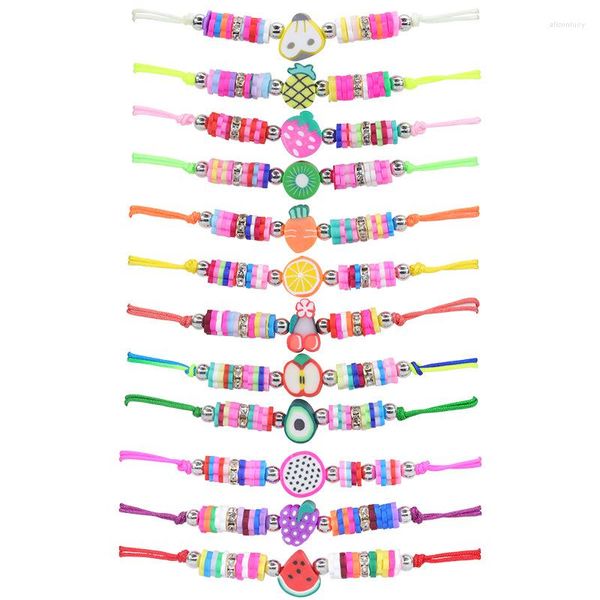 Bracelets de charme definido para animais de palmeira de frutas fofas Borbeira de borboleta de borboleta de argila de barro de miçangas para mulheres garotas de aniversário presentes de joias