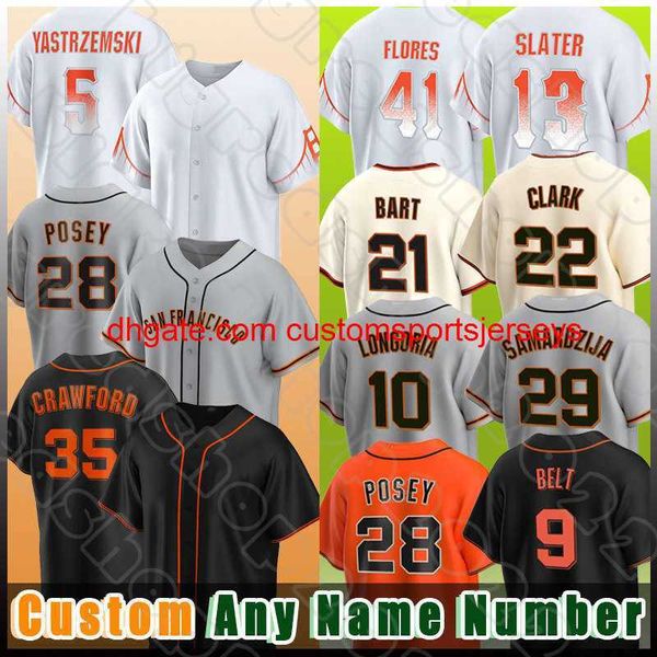 Stitch 35 Brandon Crawford 28 Buster Posey Baseball 5 Mike Yastrzemski Evan Longoria Jerseys Mauricio Dubon Кевин Гаусман Брэндон Белл Джак Педерсон Джо