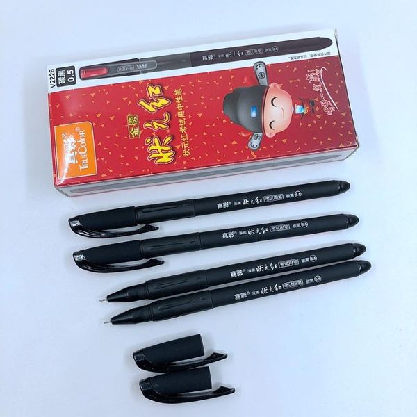 Jel Kalem TrueColor Okul Öğrencisi 0.5mm Roller Beyaz Kalemi Siyah Mürekkep İğne Nib Ofis Yazma Malzemeleri V2226