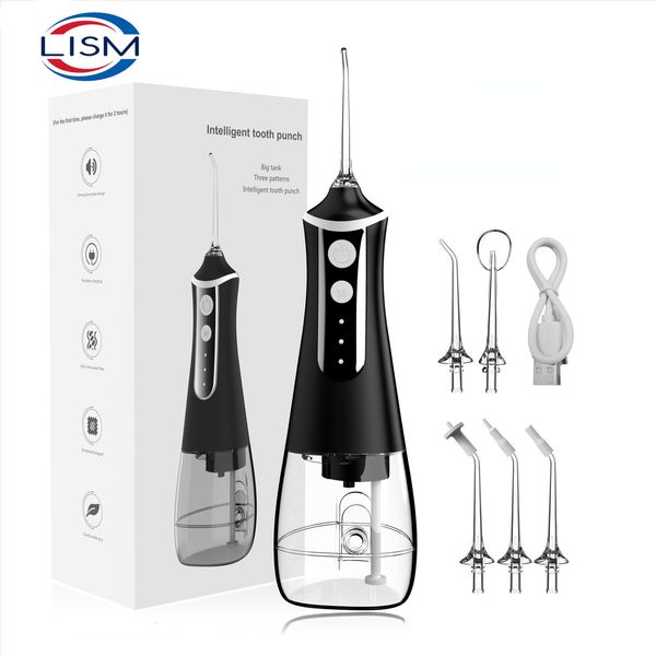 Andere Mundhygiene tragbare Irrigator Wasser Flosser Dental Jet Tools Pick Reinigung Zähne 300 ml 5 Düsen Mundwaschmaschine Zahnseide 230211