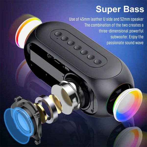 Tragbare Lautsprecher S8 Drahtloser Bluetooth-Lautsprecher HD-LED-Display Multifunktions-Stereo-Bass-Wecker FM-Radiokarte Aux-Musikwiedergabe.
