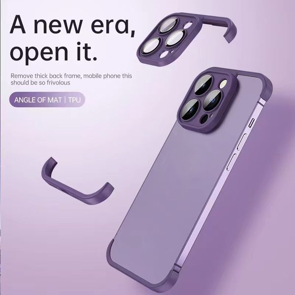 Estojo de TPU com almofada angular de metal nu para iPhone 14 13 12 pro max Capa traseira à prova de choque Capa para telefone