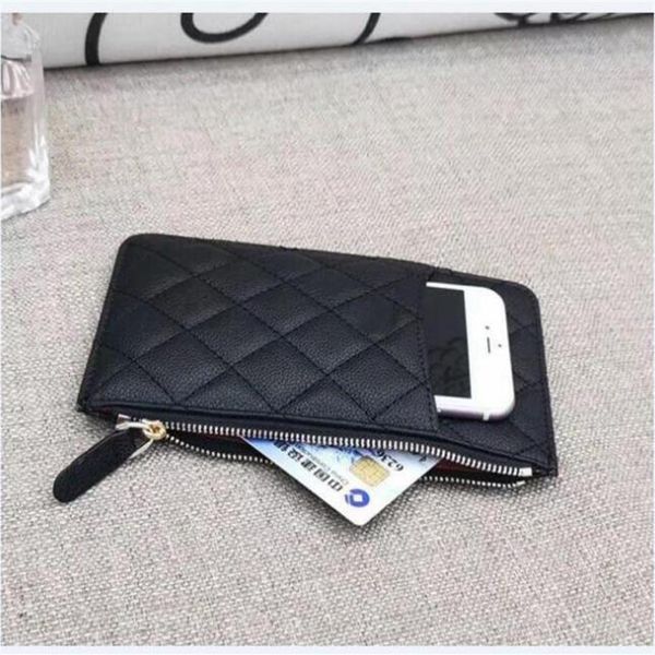 Brand celular bolsa de celular z￭per carteira de bolso de luxo sacos de presente de couro para bolsas de cr￩dito designers de cart￵es de nome do cart￣o de cart￣o zer282v