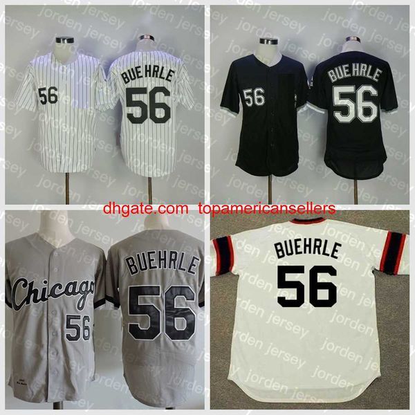 Camisas de beisebol personalizadas Mens 56 Mark Buehrle Vintage 2005 Campe￵es WS Black White Grey Stitched camisa Jersey