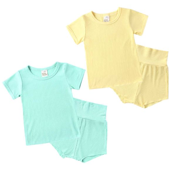 Roupas lotes de verão Crianças de roupas para meninas Pijamas de pijamas curtos curtos sleeveshorts sono meninos pcs pcs de cores de cor sólida