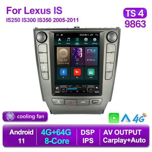 Lettore schermo verticale Tesla Style Android 11 Car Dvd Radio per LEXUS IS IS250 IS300 IS350 Navigazione GPS multimediale Carplay BT