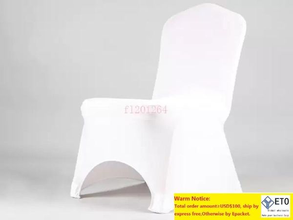 Universelle Polyester-Spandex-Hochzeitsstuhlhussen für Hochzeiten, Bankette, zusammenklappbare Hoteldekoration, Weiß, 50 Stück
