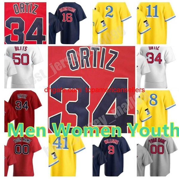 Custom Baseball Trikots Baseball 2022 10 Trevor Story Trikot 41 Chris Sale 34 David Ortiz Alex Verdugo City Connect 11 Rafael Deve