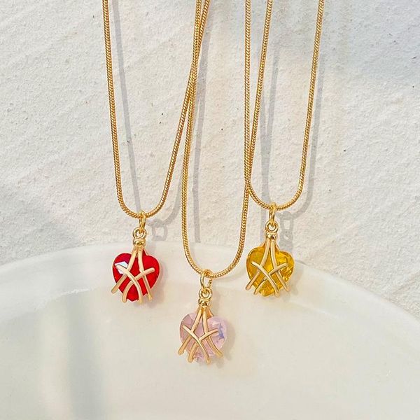 Подвесные ожерелья месяц каменное ожерелье женская мода сладкое сердце в форме золота