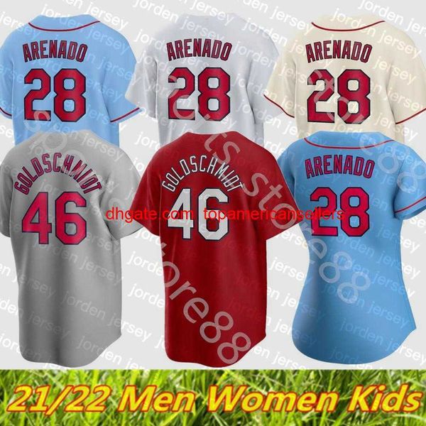 Maglie da baseball personalizzate 2021 2022 S-4xl 28 NOlan Arenado Jersey 46 Paul Goldschmidt 4 Yadier Molina 1 Ozzie Smith Dexter Fowler Ba