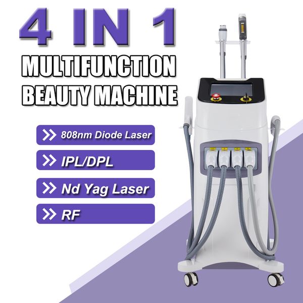 Máquina de remoção de cabelo a laser de diodo 808nm e remoção de tatuagem a laser YAG IPL DPL OPT RF Multifuncional de beleza de rejuvenescimento de rejuvenescimento de rejuvenescimento