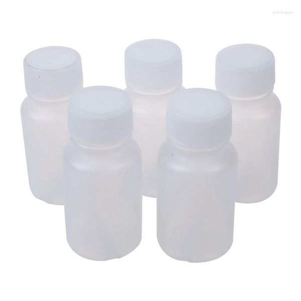 Garrafas de armazenamento 5 PCs 20ml Mini viagens brancas garrafa de plástico vazio de álcool