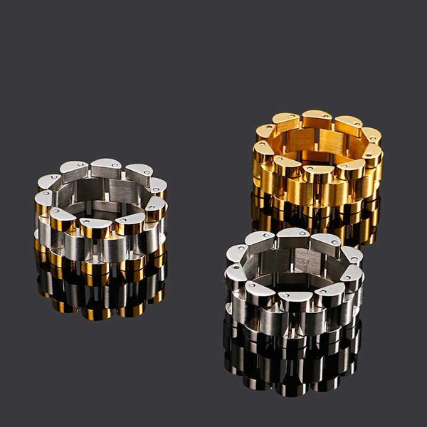 Anéis de banda 10mm aço inoxidável anel de anel de casamento festas de casamento anéis de bicicleta link homens homens anéis de dedo jóias presente g230213