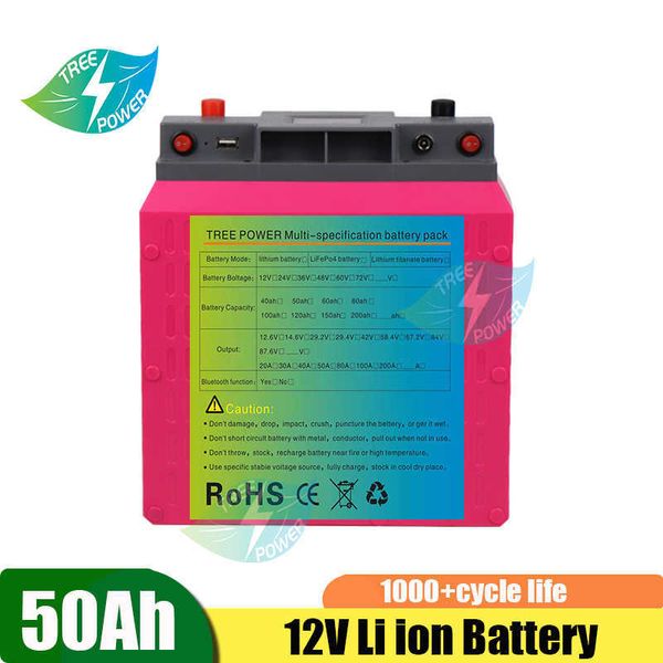 Batteria agli ioni di litio 12v 50ah impermeabile 12v 50AH batteria agli ioni di litio BMS 3S per batteria solare a luce solare