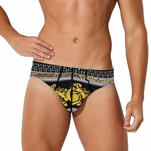 Mutande Pantaloncini Sexy Lingerie Intimo Termico Uomo Boxer Gay Baroque Golden Brief