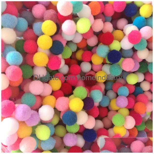 Flores decorativas grinaldas 188ps 15mm cor misto pompoms bola de peles de pele de pom pom pom pom balls para decora￧￣o de jardim em casa diy dhmv2